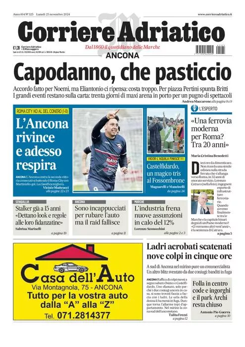 Prima-pagina-corriere adriatico-edizione-di-oggi-25-11-2024